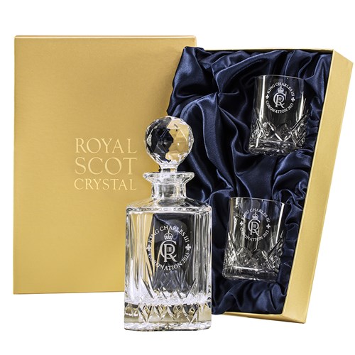 Royal Scot Crystal - King's Coronation - Highland Whisky Set Presentation Boxed